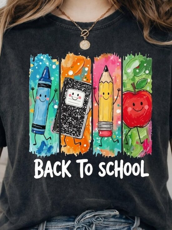 Tops - Back To School Shirt, Cute Kawaii Crayon Pencil Tee